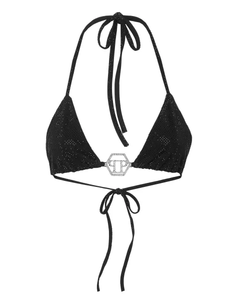 Costumbre Mujer Trajes De Baño Black Philipp Plein Top Bikini Stones