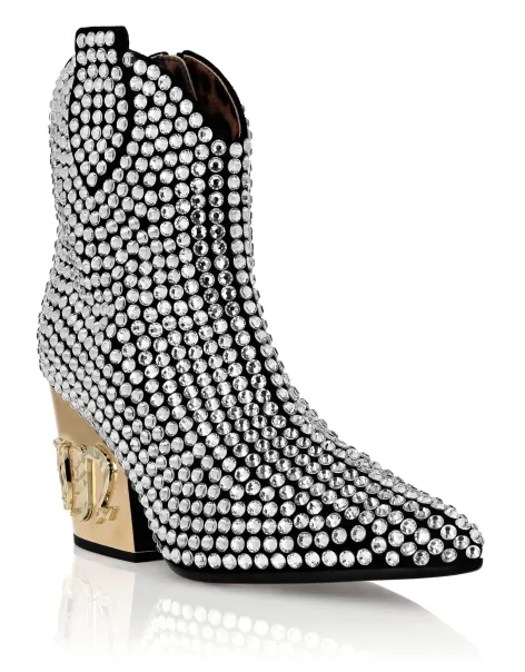 Descuento Cowboy Mid-Heel Boots  Gothic Plein With Crystals Mujer Silver Philipp Plein Botas & Botines