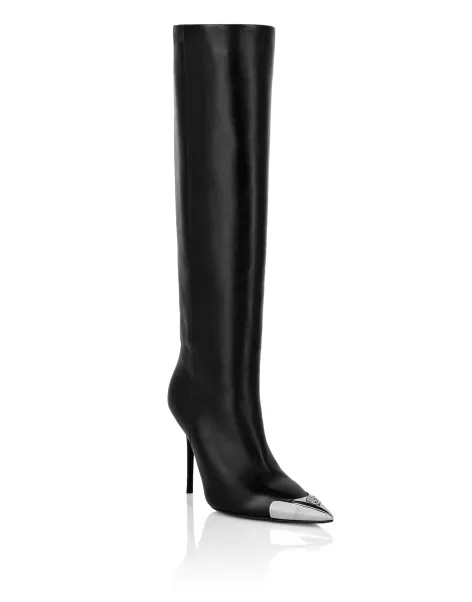 Black Philipp Plein Nuevo Producto Botas & Botines Mujer Leather Boots High Heels High