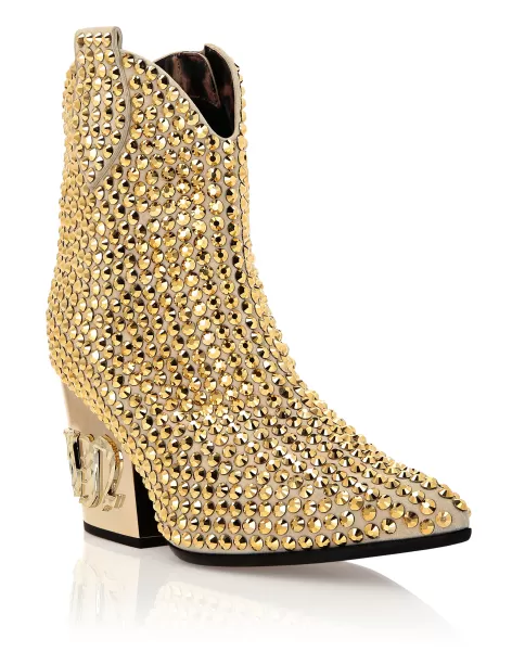 Gold Mujer Cowboy Mid-Heel Boots  Gothic Plein With Crystals Philipp Plein Botas & Botines Promoción