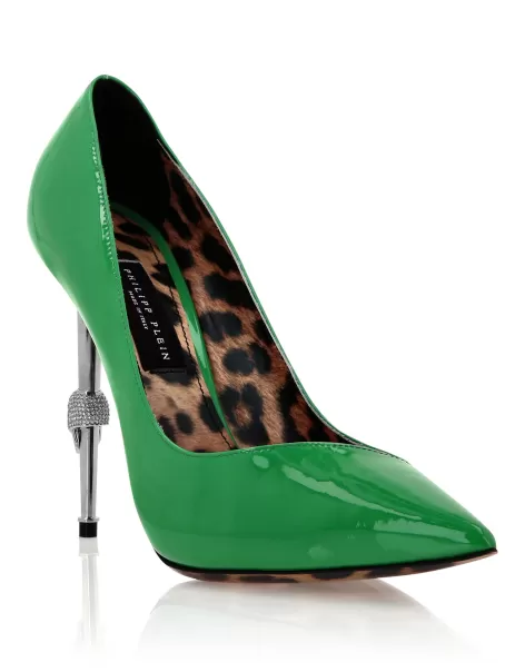 Precio De Promoción Mujer Zapatos Patent Leather Decollete Hi-Heels Green Philipp Plein