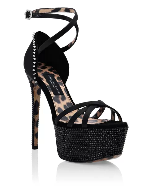 Los Más Valorados Mujer Philipp Plein Zapatos Black Crystal Platform Sandals