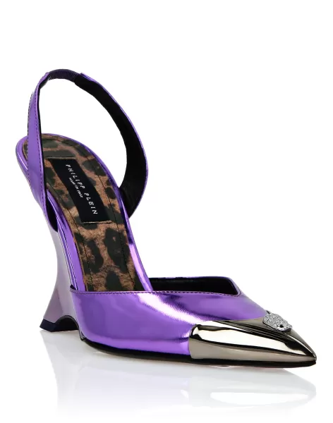 Purple Mirror Leather Decollete Wedges Philipp Plein España Mujer Zapatos