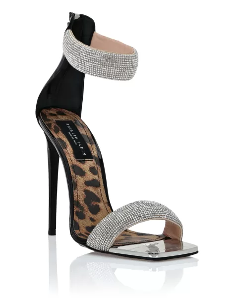 Philipp Plein Mujer Zapatos Black Precio De Descuento Sandals Hi-Heels Crystal