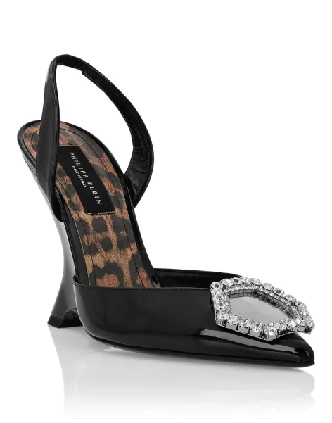 Mujer Zapatos Salida Black Patent Leather Wedges Brooches Philipp Plein