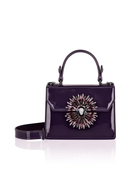 Totes Patent Leather Superheroin Small Handle Bag Brooches Purple Venta Philipp Plein Mujer