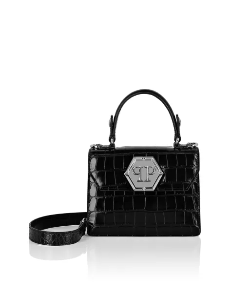 Mujer Small Handbag Superheroine Croco Print Comercio Philipp Plein Mini Bolsos Black