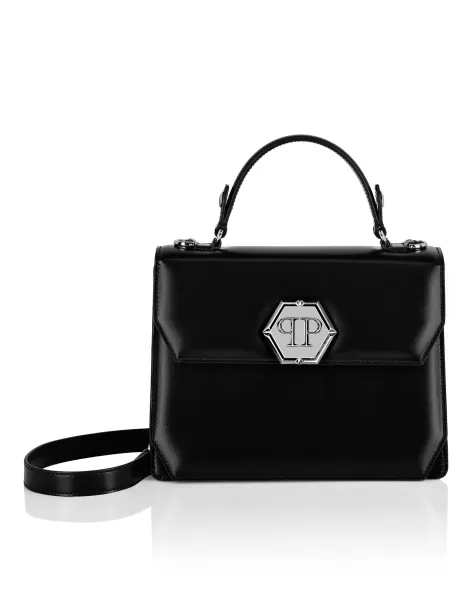Mini Bolsos Medium Handbag Superheroine Leather Black Precio Razonable Mujer Philipp Plein