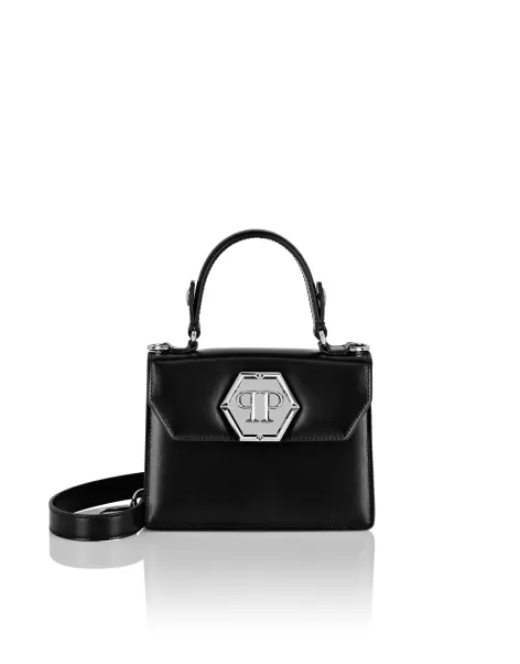 Small Handbag Superheroine Leather Philipp Plein Black Mini Bolsos Exclusivo Mujer