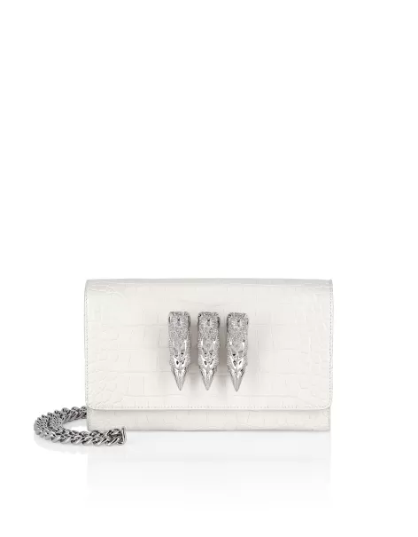 Philipp Plein Mujer Mini Bolsos Claw Clutch With Crystals Conveniencia White