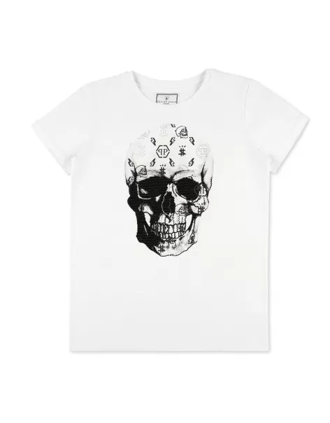 Maxi T-Shirt Skull Philipp Plein 2024 Ropa Niños White