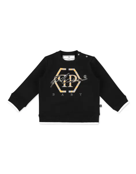 Ropa Black Plush Sweater Hexagon Precio Al Por Mayor Niños Philipp Plein