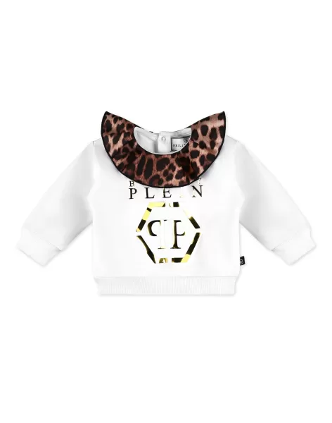 White Ropa Niños Plush Sweater Philipp Plein Promoción